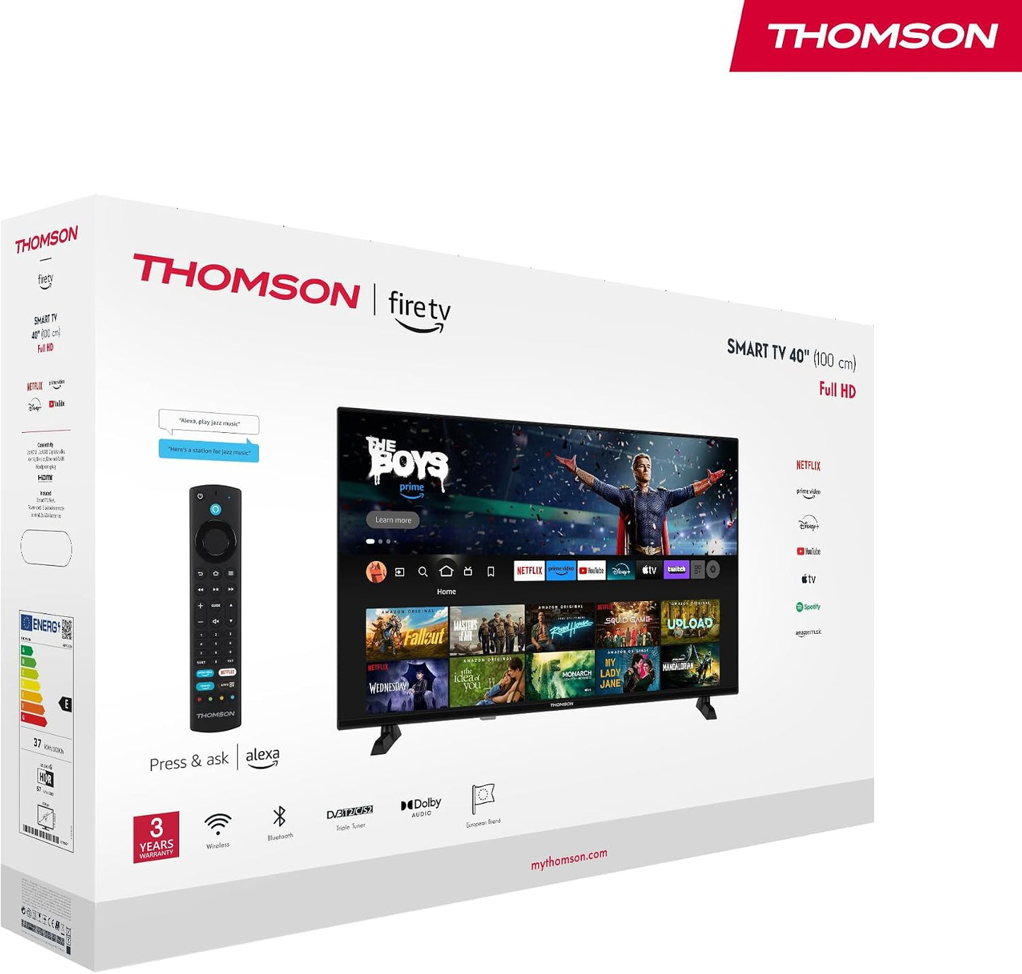 TV 40 Pouces (100 Cm) FHD Smart Fire TV, Commande Vocale Alexa, Triple Tuner (DVB-T/T2/C/S/S2), Dolby Audio, DTS Virtual:X, HDR10, Airplay, Wifi, Bluetooth, HDMI- 40FF2S34