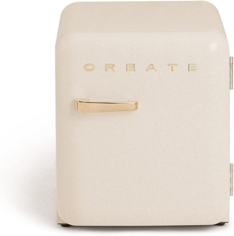 / RETRO FRIDGE 50 Gold/Réfrigérateur Blanc Cassé Avec Poignée Or/Pratique Et Fonctionnel, Matériaux Résistants