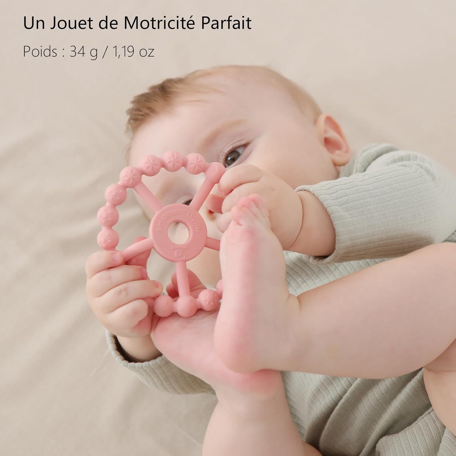 Anneau Dentition Bébé,  3 Paquet Silicone Jouet Dentition Bébé 6-12 Mois, Anneau De Dentition Réfrigérant 12-24 Mois, Facile À Tenir, SANS BPA, Violet Rose Blanc