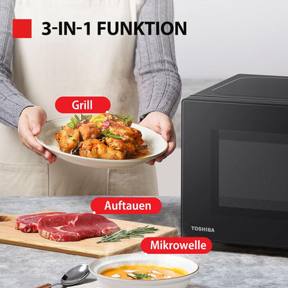 Four À Micro-Ondes 20 L MW2-MG20PF(BK)/GE, 800W/1000W Grill, Avec Grill Croustillant Et Fonction De Cuisson Combinée, 9 Niveaux De Puissance, Ampoule LED, Dégivrage Facile, Noir