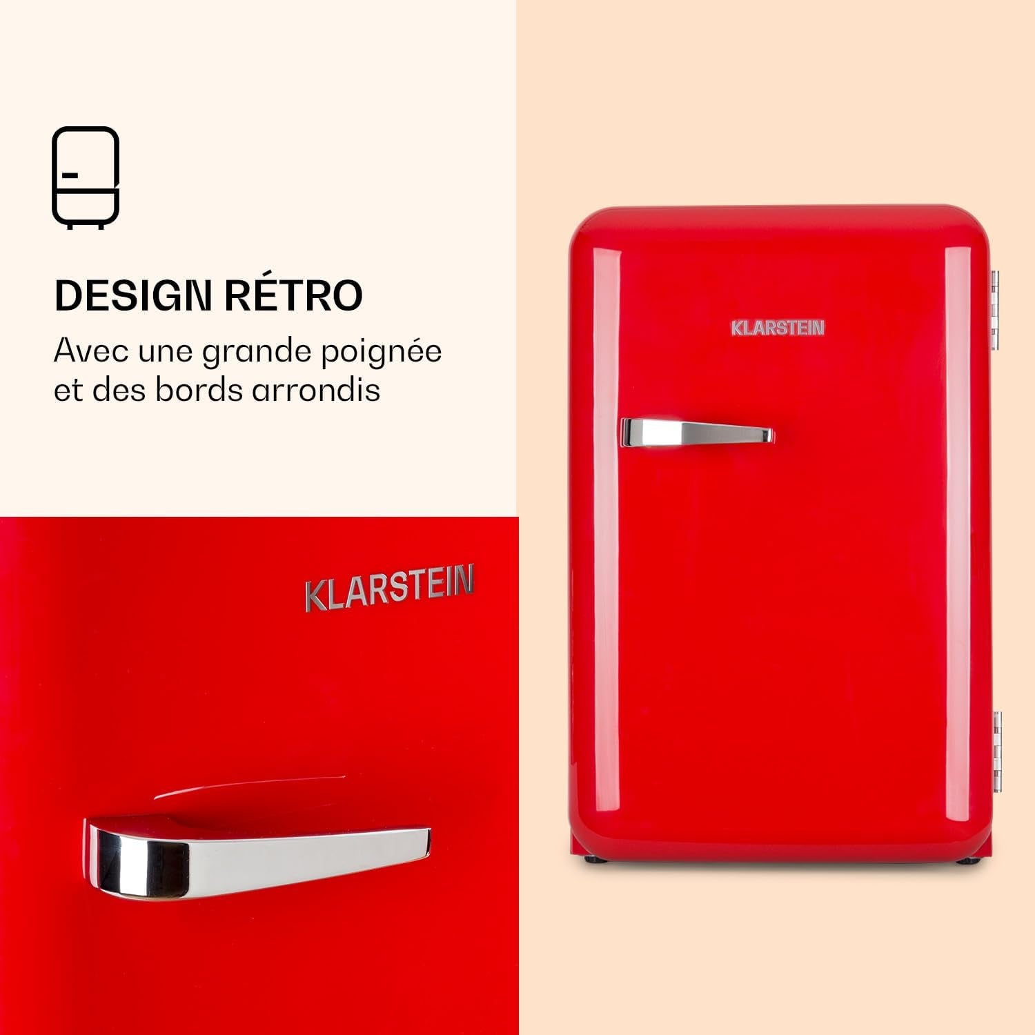 Audrey Mini - Petit Réfrigérateur, Mini-Bar Compact, Autonome, Réfrigération Par Compression, Capacité, Réfrigération : 0-10 °C, Mini-Réfrigérateur D'Une Capacité De 70 Litres, Rouge