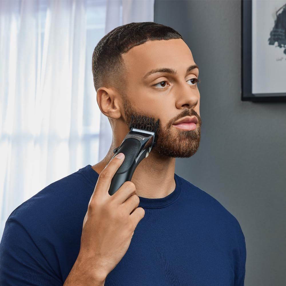Tondeuse Cheveux [Kit Coiffeur Professionnel] Stylist Noir & Argent (Lames Céramique Auto-Affûtées, Secteur/Sans Fil-Batterie Lithium, 8 Sabots, Mallette Pro + Accessoires) Tondeuse HC363C