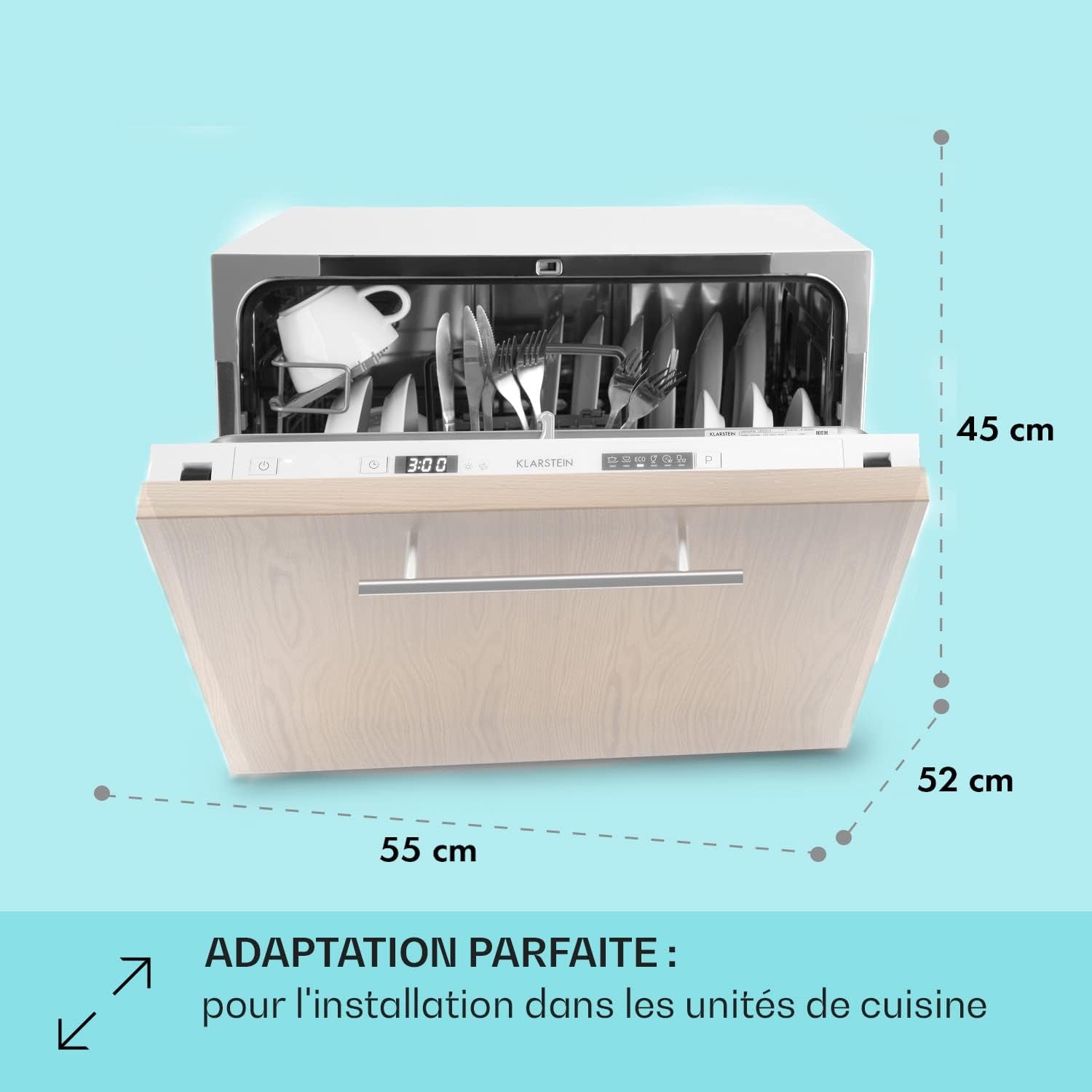 Amazonia 6 Secret Lave-Vaisselle Intégré Entièrement Intégré A+ 174 Kwh/An Largeur 55 Cm 6 Couverts 6 Programmes Aquastop