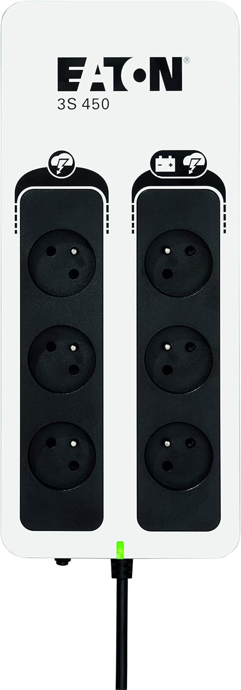 3S 450 FR Onduleur Parafoudre - Off-Line UPS - Alimentation Sans Interruption - Puissance 450VA (6 Prises FR, Parasurtenseur, Silencieux) - Noir&Blanc (3S450F)