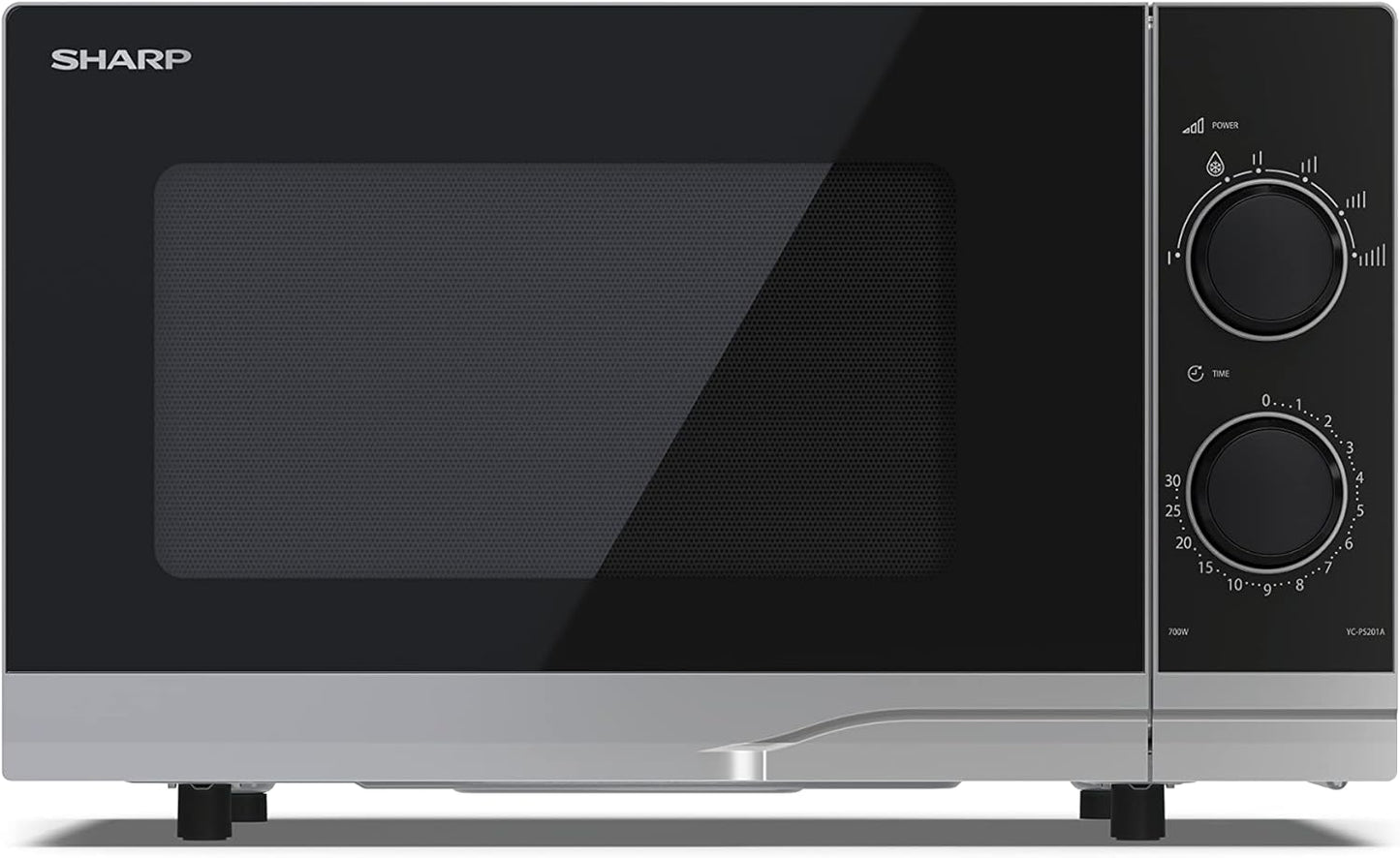 YC-PS201AE-S Micro-Ondes 700W 20L 6 Niveaux De Puissance Fonction Décongélation Nettoyage Facile Argent/Noir