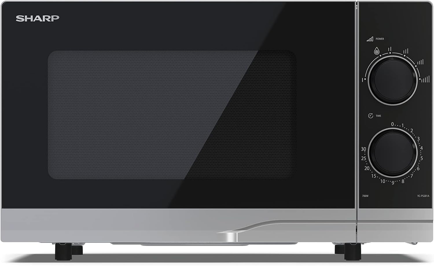 YC-PS201AE-S Micro-Ondes 700W 20L 6 Niveaux De Puissance Fonction Décongélation Nettoyage Facile Argent/Noir