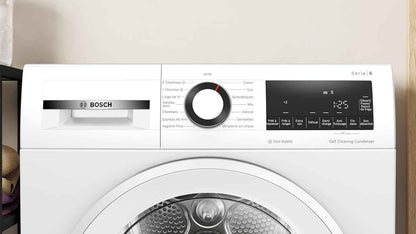 Bosch WQG24502FR Série 6 - Sèche-Linge, Autodry | Blanc, 8 Kg, Iron Assist, Pompe À Chaleur, Antivibration, Séchage Rapide 40 Minutes, Option Demi-Charge