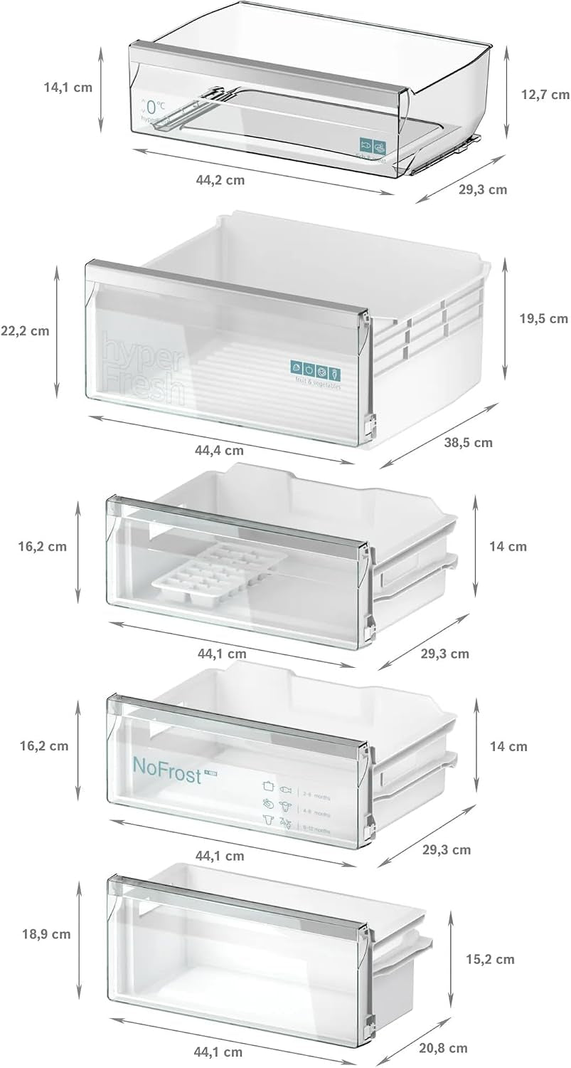 Siemens KI96NVFD0 Iq300 Réfrigérateur Encastrable XL Avec Congélateur - 194 X 56 Cm - Réfrigérateur De 215 L Et Congélateur De 75 L - Fabriqué En Allemagne - Nofrost - Fraîcheur 2 X plus Longue Avec
