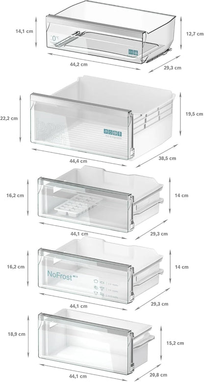 Siemens KI96NVFD0 Iq300 Réfrigérateur Encastrable XL Avec Congélateur - 194 X 56 Cm - Réfrigérateur De 215 L Et Congélateur De 75 L - Fabriqué En Allemagne - Nofrost - Fraîcheur 2 X plus Longue Avec