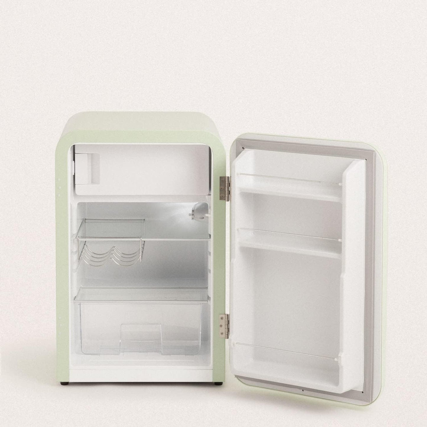 / RETRO FRIDGE 83.5 Black/Réfrigérateur Vert Avec Poignée Noire/Pratique Et Fonctionnel, Matériaux Résistants