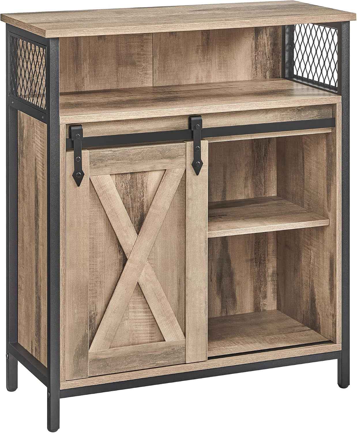 Meuble De Rangement, Buffet Cuisine, Commode, Avec Porte Coulissante, 30 X 70 X 80 Cm, Étagères Réglables, Pour Salon, Marron Camel Et Noir D'Encre LSC089B50V1 | DAXTON LSC089B50 Armoire De Cuisine, Étagère Réglable, Compartiment Ouvert, Style Industriel,