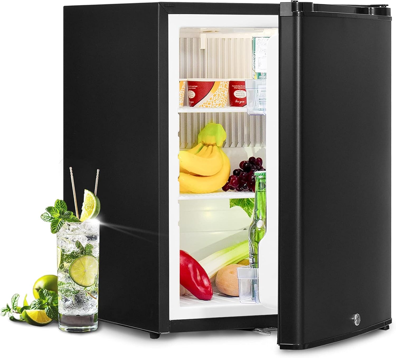 Frigo Camping Car 12V 220V, Frigo Caravane, 51L, Avec Serrure, 0-10℃, Frigo Silencieux Pour Chambre Camping Camion Fourgon Van, Noir