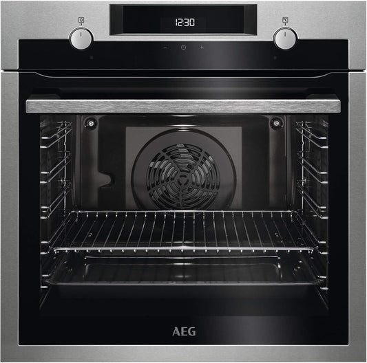 BEE435111M Four Électrique Multifonction, Intégrable, Nettoyage Aquaclean, 9 Fonctions, Cuisson Multi-Niveaux, Écran LCD Tactile, Ventilateur XXL, Capacité 72 L, Inox, Classe A+