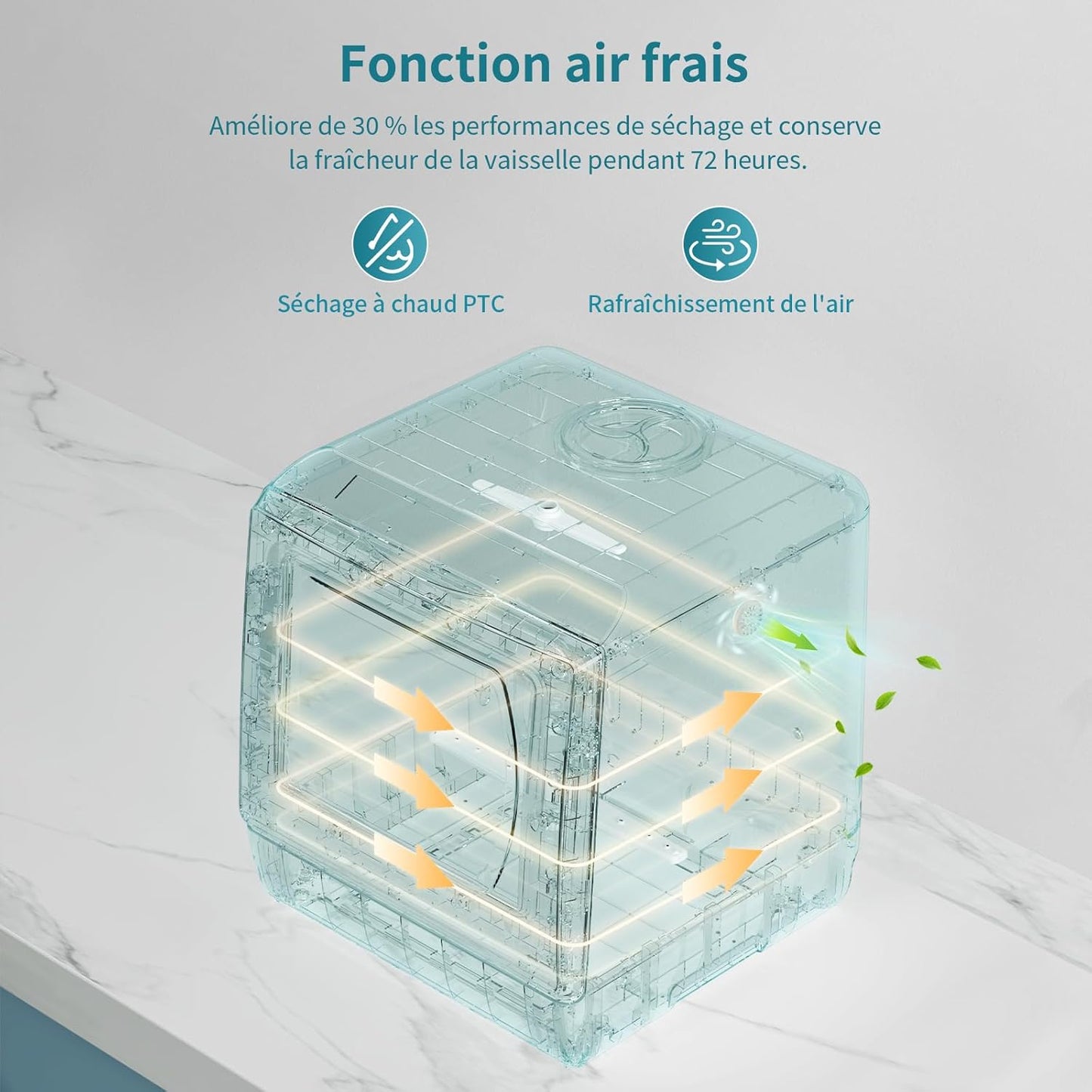 Mini Lave-Vaisselle De Comptoir, 5+1 Programmes, Réservoir D'Eau De 5L, Contrôle Tactile Et Écran LED, Adapté Pour Les Cuisines Familiales, Appartements Et Dortoirs, Blanc Et Noir