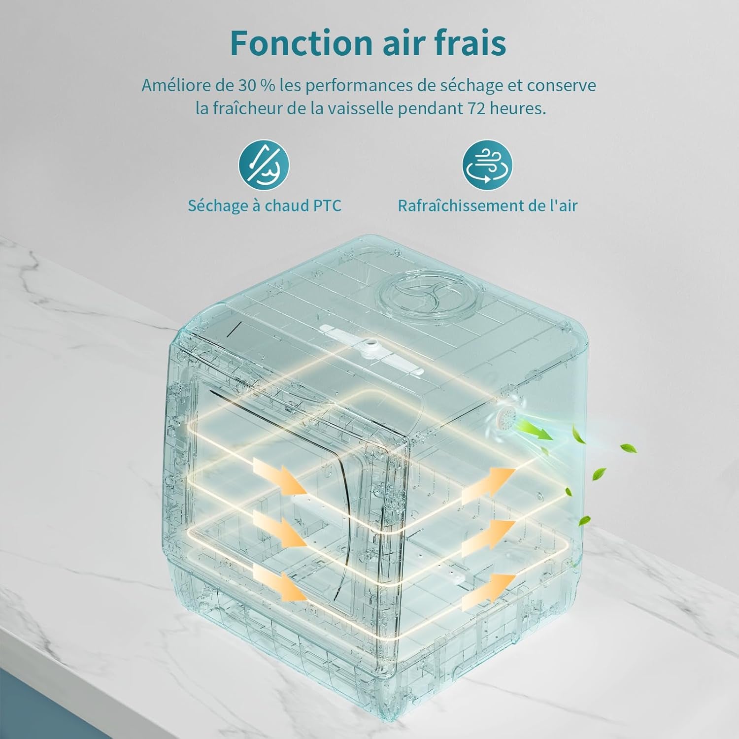 Mini Lave-Vaisselle De Comptoir, 5+1 Programmes, Réservoir D'Eau De 5L, Contrôle Tactile Et Écran LED, Adapté Pour Les Cuisines Familiales, Appartements Et Dortoirs, Blanc Et Noir