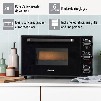 Four À Convection, 1500 Watt, 28 L, Minuterie 60 Min, Avec Lampe Intérieure, Porte À Double Vitrage, Thermostat Réglable Jusqu’À 230°C, Accessoires Inclus, OV-3625