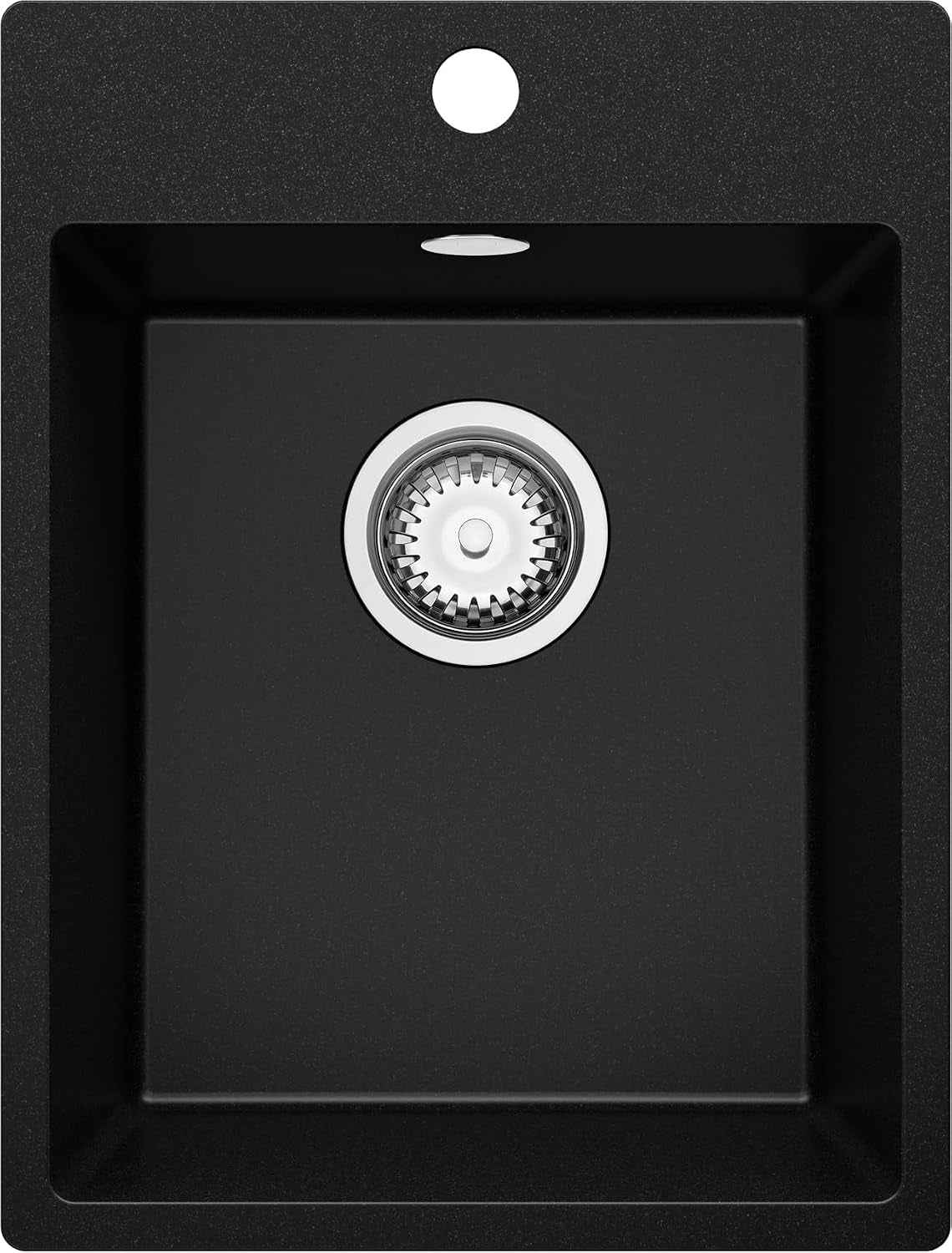 Evier Cuisine En Granit Noir - Riga, 38X50Cm | Lavabo 1 Bac + Kit De Vidage, Évier À Encastrer Au Meuble 40Cm (S035)