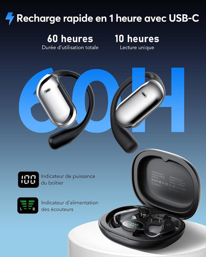 AI Écouteurs Traduction Instantanée 198 Langues 80H Bluetooth 6.1 | Oreillette Traducteur 8 Modes Affaires Voyage Étude, Noir