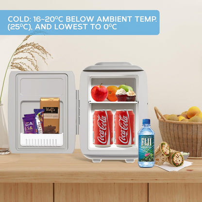 MONCOOK Mini Réfrigérateur - Mini Réfrigérateurs Portables Pour Les Soins De La Peau, La Médecine, La Nourriture Et Les Boissons - Fonction De Refroidissement Et De Réchauffement - 5L - Mono Gris