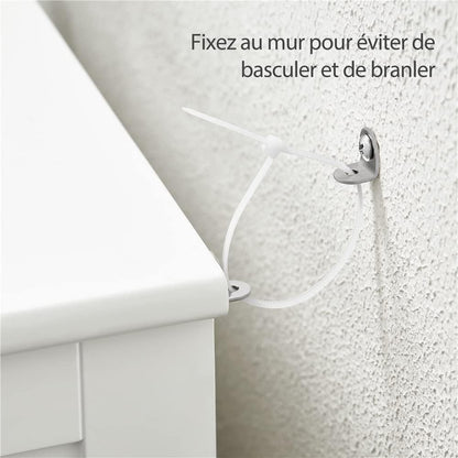 Meuble De Salle De Bain, Meuble De Rangement, 2 Étagères, Armoire Planche Réglable En Hauteur, Salon, Cuisine, Couloir, Profond 50 X 30 X 92,5 Cm Blanc