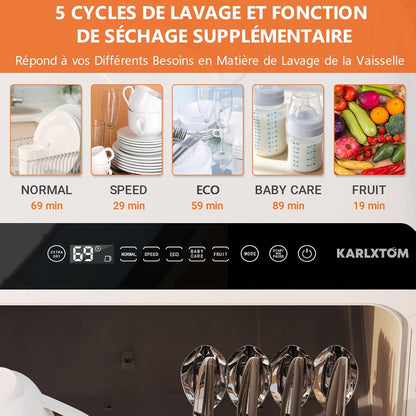 Lave-Vaisselle De Table, Mini Lave-Vaisselle Avec Comman Destactiles À LED, 45CM, 6 Programmes, Lavage Des Fruits, Soins Pour Bébés