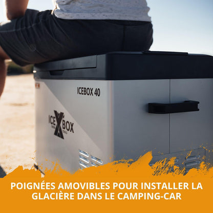 CROSS TOOLS ICEBOX 40 Glacière Électrique À Compresseur Pour Le Camping Et Les Voyages Avec Commande Par App Réfrigération À -20° C, 230 V/ 12 V/ 24 V Dimensions 65 X 37,5 X 42,7 Cm Couleur Argent