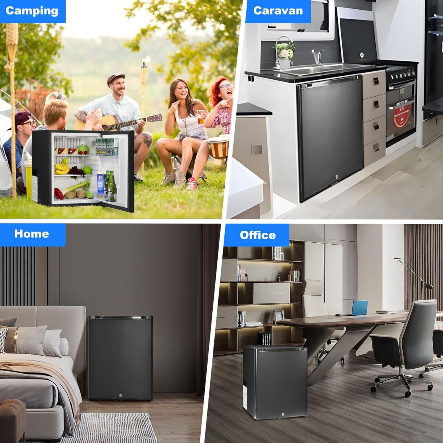 Frigo 12V 220V Camping Car, 53L, Frigo Caravane, Frigo Voiture 12V, Pour Camping Car Caravane Van Fourgon Chambre Bureau Hôtel, Noir