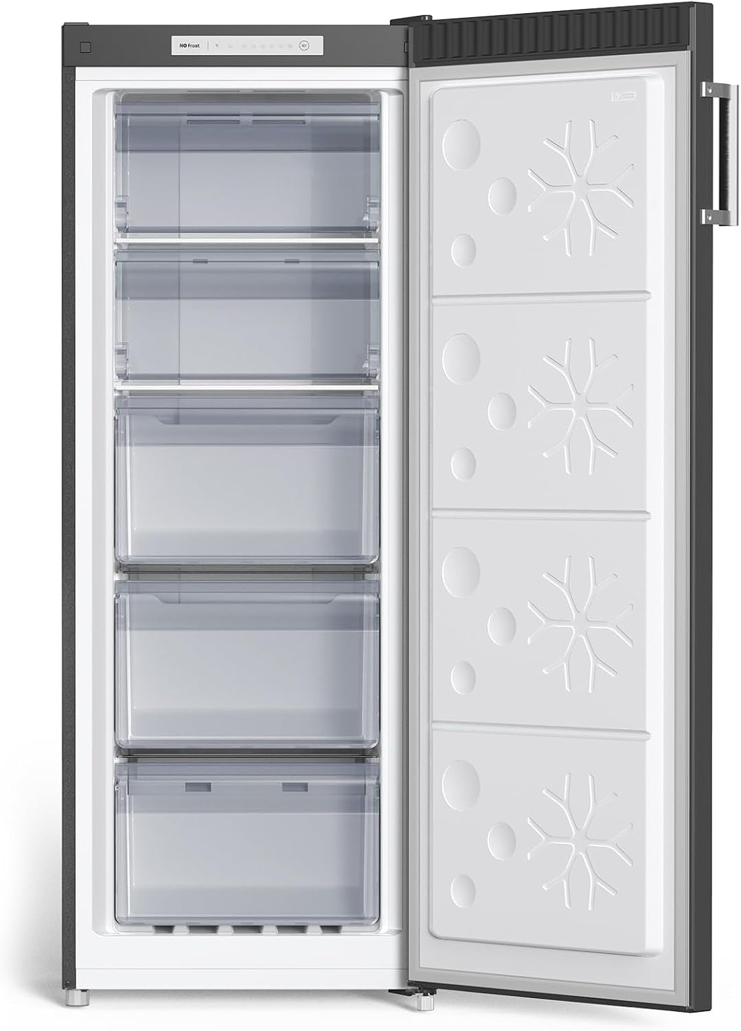 Congélateur Armoire 166L Avec No Frost & 4 Étoiles Noir（Fsd166Ne4E） | 3 Tiroirs, 2 Abattants, Multi Airflow, 144Cm H, Éclairage LED, Porte Réversible, Gain De Place