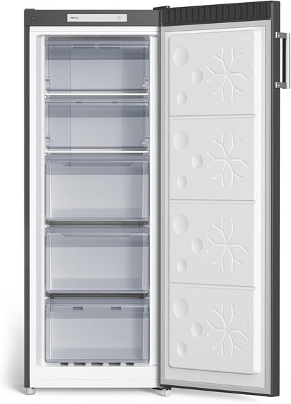 Congélateur Armoire 166L Avec No Frost & 4 Étoiles Noir（Fsd166Ne4E） | 3 Tiroirs, 2 Abattants, Multi Airflow, 144Cm H, Éclairage LED, Porte Réversible, Gain De Place
