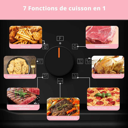 ' CBO60M80M1-BK Four Encastrable De 60 Cm, 60 Litres, Avec 8 Fonctions, Frire À Air, La Cuisson En Plusieurs Phases, La Porte Amovible, Facile À Nettoyer, Netoyage À La Vapeur, Noir