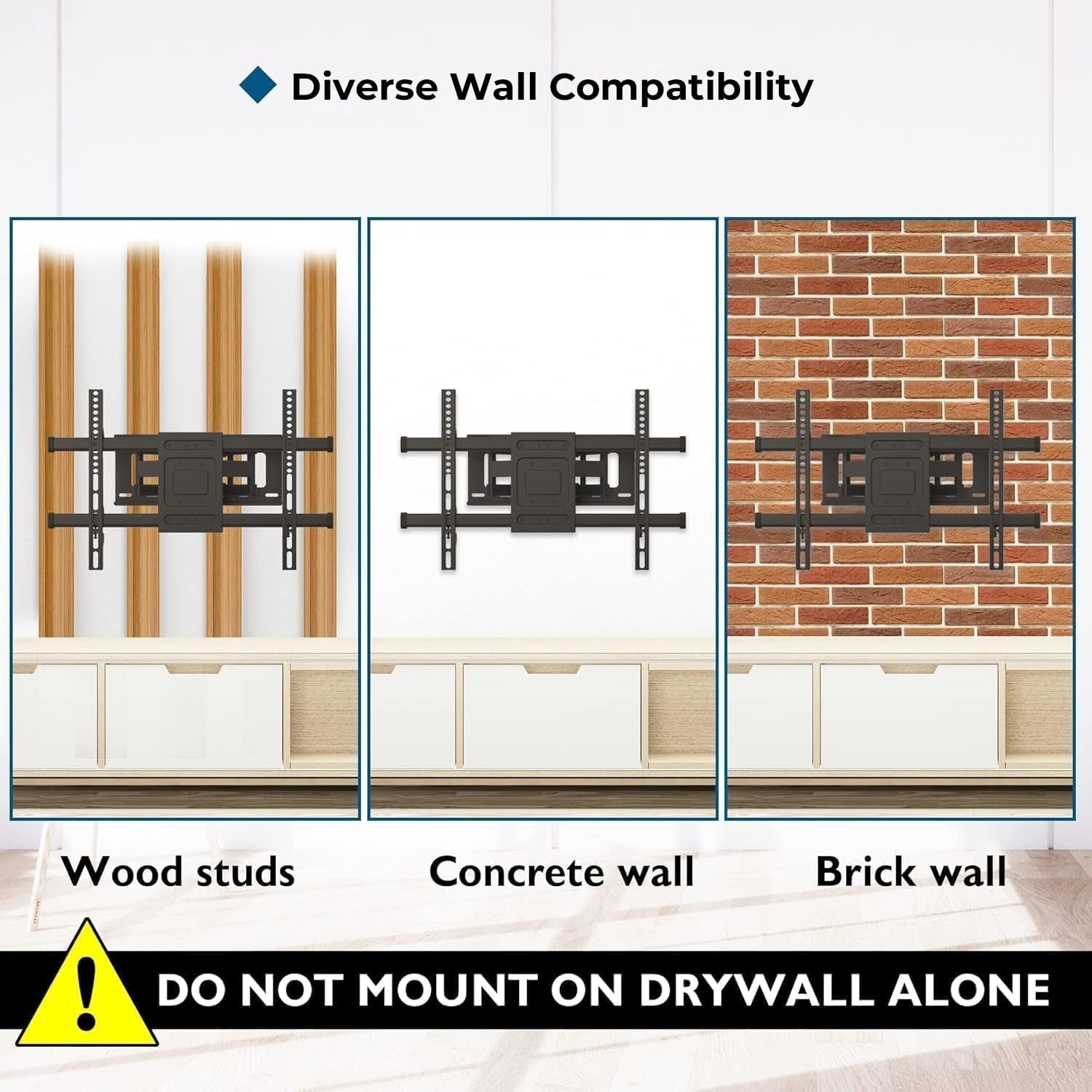 Support Mural TV À Double Bras, 32-84 Pouces, Charge 60 Kg | VESA Max 600X400Mm, Inclinaison Et Pivotement Réglables, Pour LCD LED Téléviseurs Plats Ou Incurvés