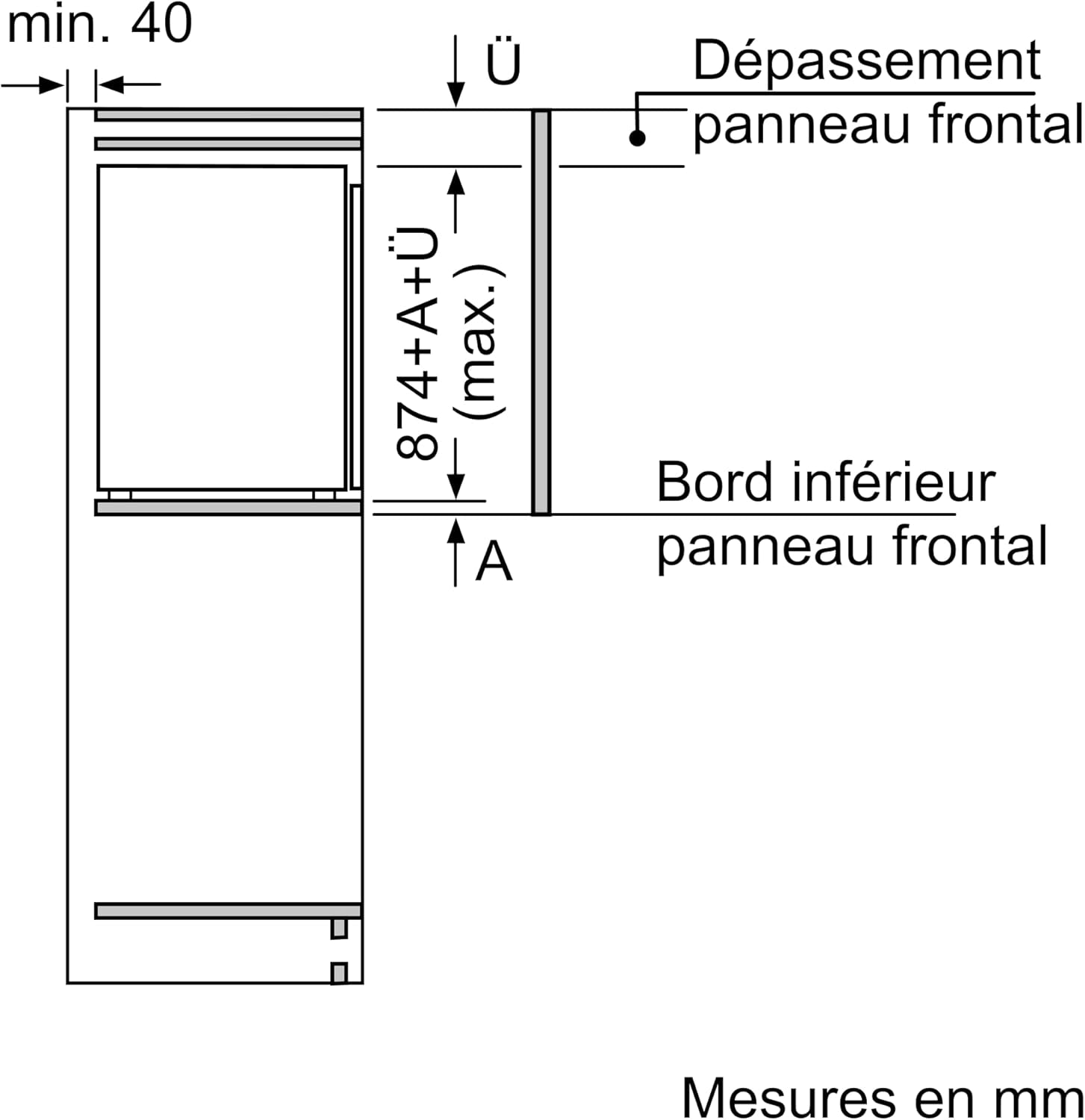 KIL22NSE0 - Série 2 - Réfrigérateur Intégrable Avec Compartiment Congélation - 88 X 56 Cm - Charnières À Glissières