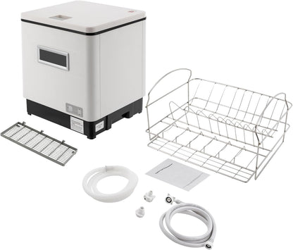 DSYOGX Évier De Table, 220 V, Petit Lave-Vaisselle, Réservoir D'Eau De 12 L, Avec Spray Rotatif Pour 6 Couverts, Démarrage En Une Touche, Blanc