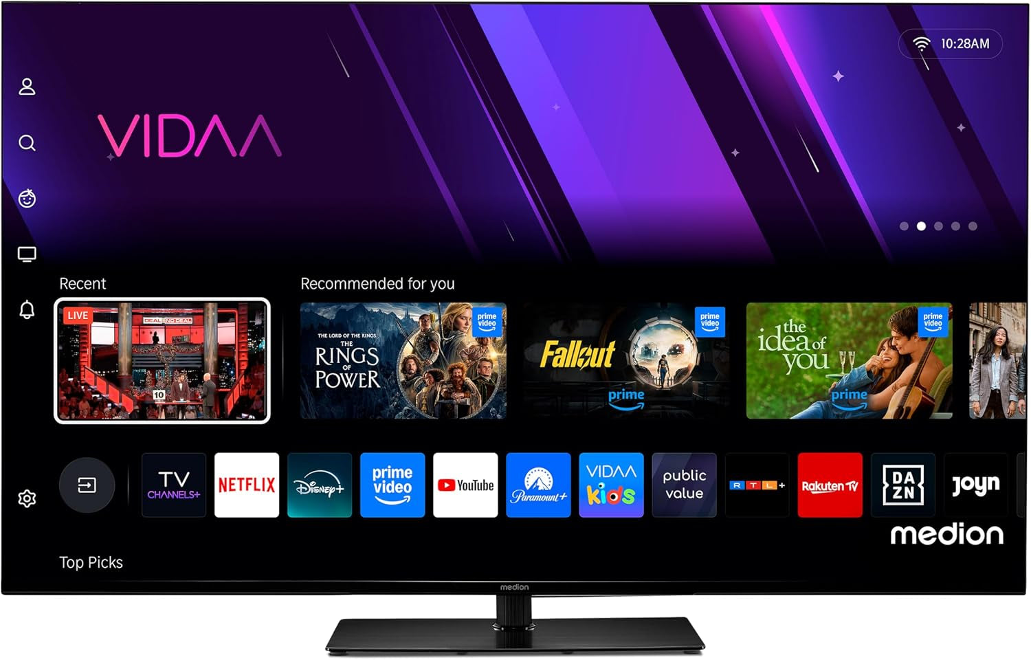 TV 43 Pouces 4K (107 Cm) Television (Smart TV 4K, Dolby Vision HDR, VIDAA Store, Prime Video, Disney+, DAZN, Paramount+, Hbbtv, PVR, Bluetooth, MD 843300)