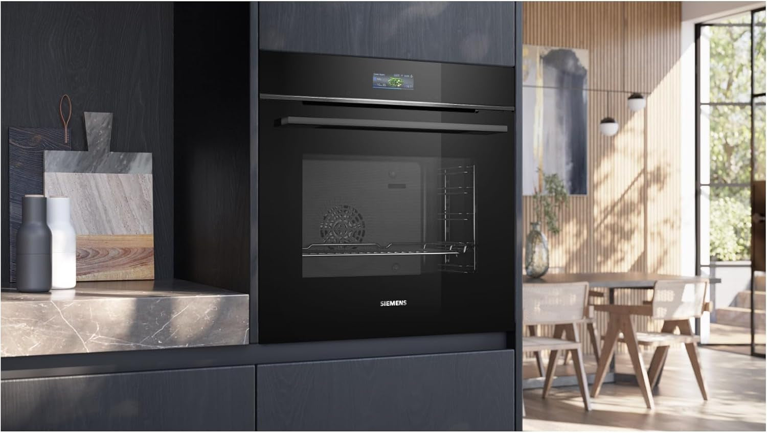 HB734G1B1, Iq700 Four Intelligent Encastrable 60 X 60 Cm, Fabriqué En Allemagne, Noir, Ecoclean & Humidclean, Auto-Nettoyage, Air Fry, Programmes Automatiques, Écran Tactile Coloré, Efficacité