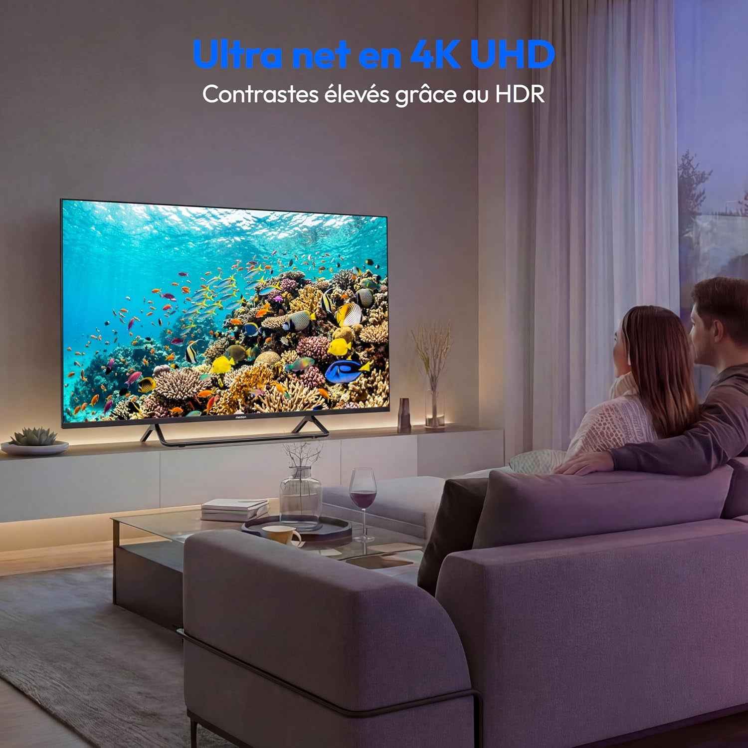 125.7 Cm 50" Téléviseur QLED Ultra HD Smart TV Dolby Vision HDR Dolby Atmos Vida Store Prime Video Disney+ DAZN Hbbtv PVR Bluetooth HD+, MD850602