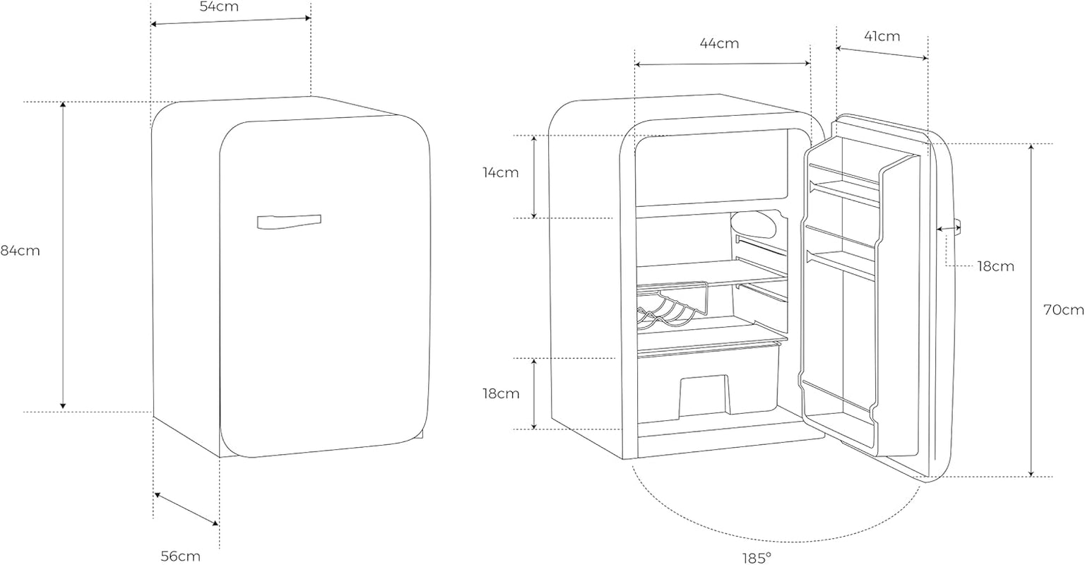 / RETRO FRIDGE 83.5 Marble/Réfrigérateur Rose Avec Poignée Marbre/Pratique Et Fonctionnel, Matériaux Résistants