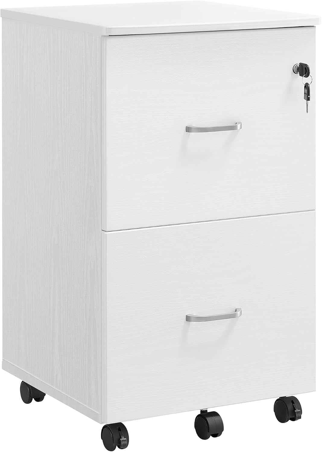 CUSTOS Collection - Caisson Mobile, Classeur, 2 Tiroirs, Support D’Imprimante, Meuble De Bureau, Verrouillable, Pour Documents Au Format A4, Dossier Suspendu, Blanc LCD027WE02