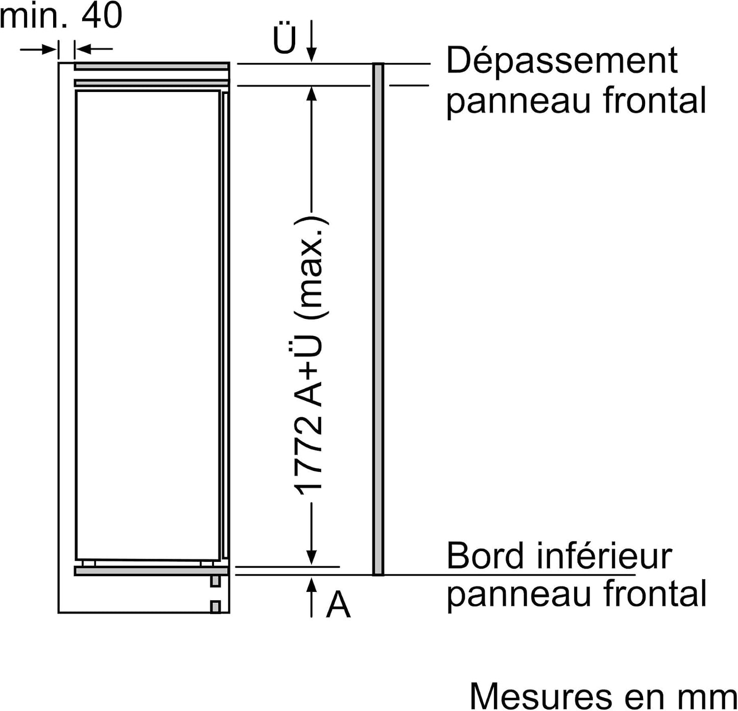 Bosch KIR81VFE0 Série 4 - Réfrigérateur, Encastrable, Tiroir Multi Box XXL | 177.2 X 54.1 Cm, 310 L, Éclairage LED, Fonction Super Réfrigération
