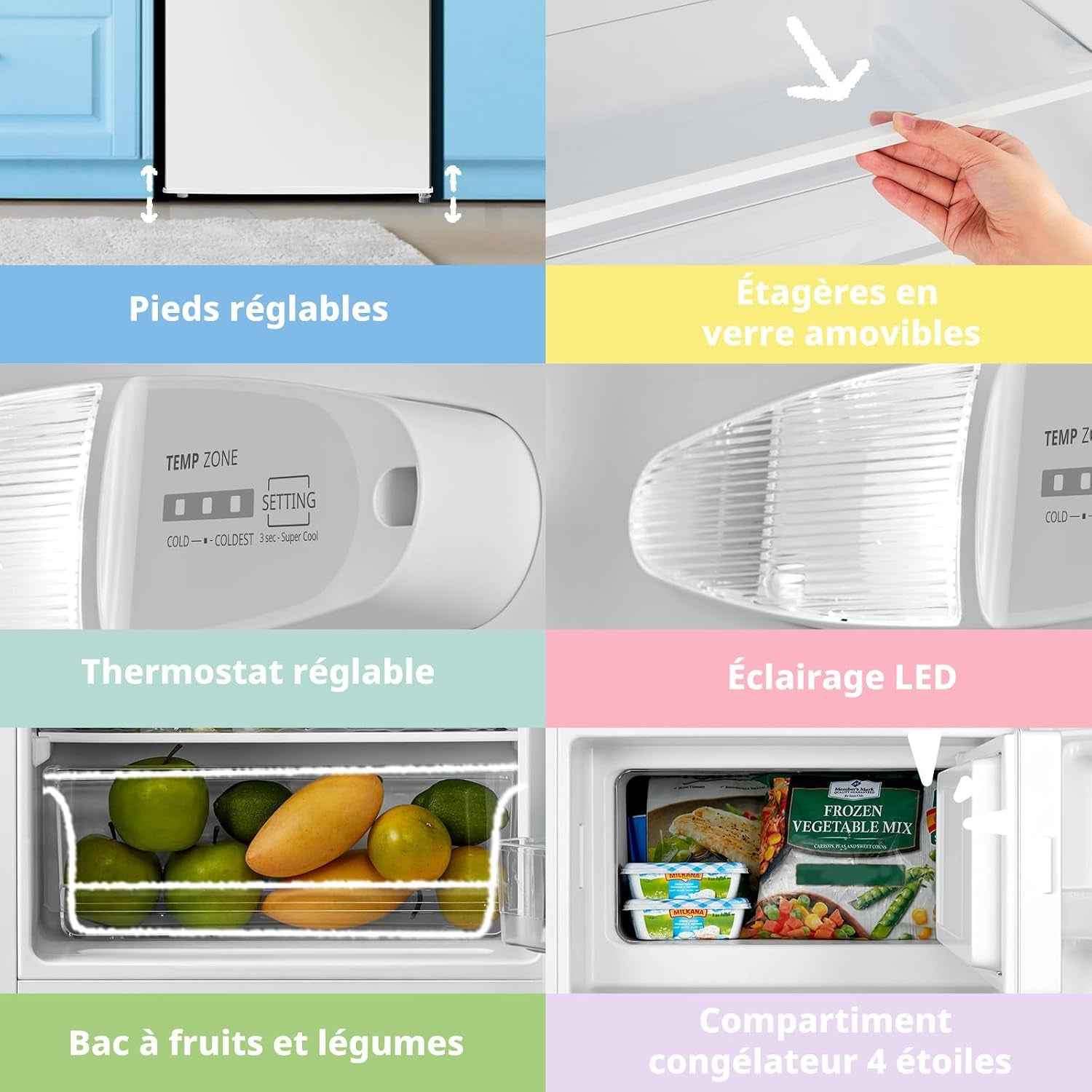 113L Petit Frigo, Réfrigérateur Congelateur Avec Tiroir, Blanc | Combiné Compact, Inverter 35Db, Congélateur 4 Étoiles, Parfait Pour Studio, Chambre Ou Bureau