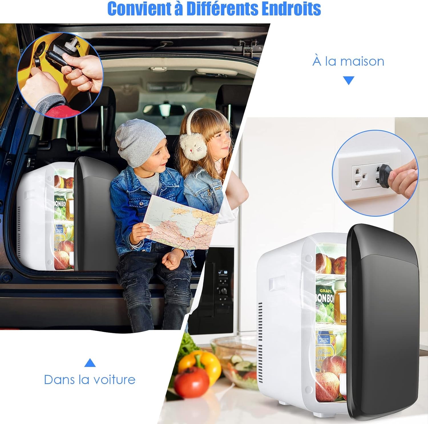 Mini Réfrigérateur 15L Portable Pour Utilisation Ménager Automobile, Mini Frigo Réfrigerateur 1 Porte Avec Refroidissement Chauffage Pour Toutes Saisons (Black)