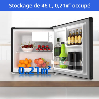 Mini Réfrigérateur 46L, 47X44,7 Cm, Réfrigérateur De Table Avec Porte-Bouteilles, Thermostat Réglable, Faible Bruit, Pour Chambre, Cuisine, Salon Foncé 2023