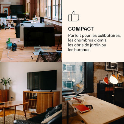 Coolart - Combiné Réfrigérateur-Congélateur, Réfrigérateur Avec 2 Niveaux De Refroidissement, Façade Design, Thermostat Avec 5 Niveaux, 0 À 10 ° C, Capacité 79 Litres - Design Pastel