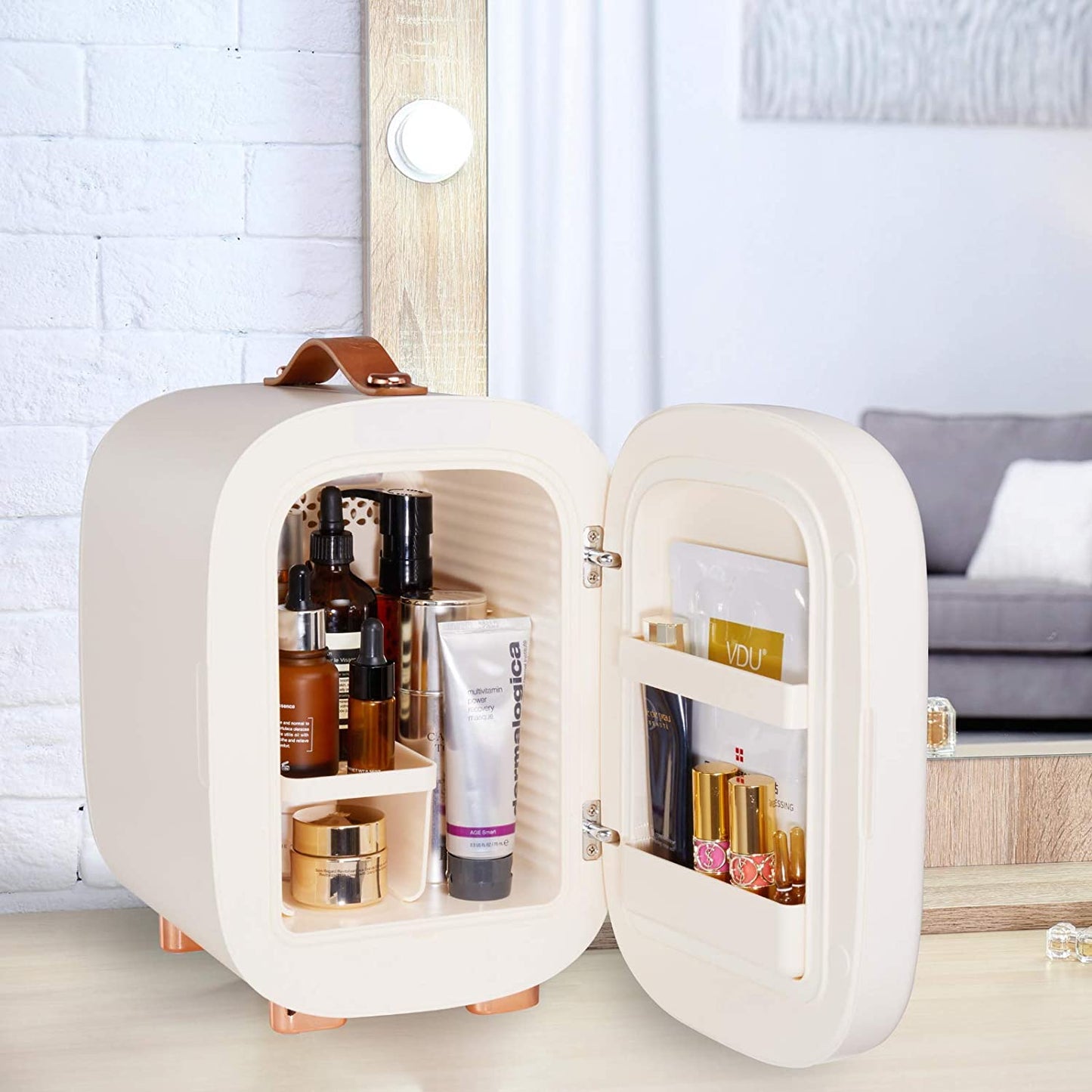 Qubi Mini Réfrigérateur Professionnel Pour Soins De La Peau, Cosmétiques, Maquillage, 5 Litres (Blanc Crème, 5 L)