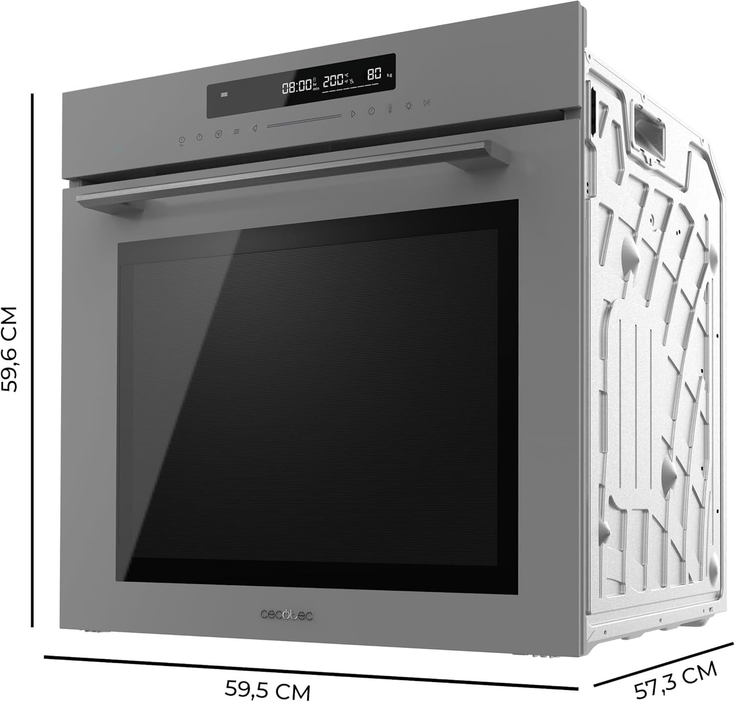 Four Encastrable 60Cm Bolero Hexa SM406000 Glass Grey A+. 2900W, 72L, 12 Fonctions Avec Steak Master, Pizza Master, Steam Assist, Steam Easyclean, Mode Eco Et Décongélation, Electronic Timer