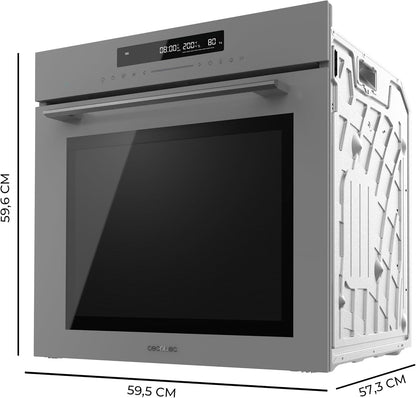 Four Encastrable 60Cm Bolero Hexa SM406000 Glass Grey A+. 2900W, 72L, 12 Fonctions Avec Steak Master, Pizza Master, Steam Assist, Steam Easyclean, Mode Eco Et Décongélation, Electronic Timer