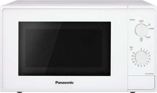 NN-E20JWMEPG Four À Micro-Ondes Avec Plateau Tournant En Verre, 20L, 800W, Décongélation, 5 Niveaux De Puissance, Minuterie, Blanc