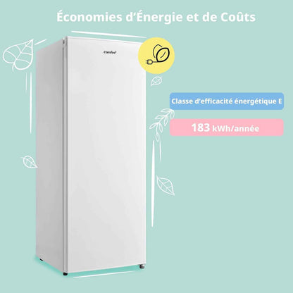 ' 160L Congélateur Armoire, Réglage De La Température, Blanc | Porte Réversible, 42 Db Silencieux, 183 Kwh/An, Thermostat Réglable, Pieds Ajustables, Puissance De Congélation Élevée