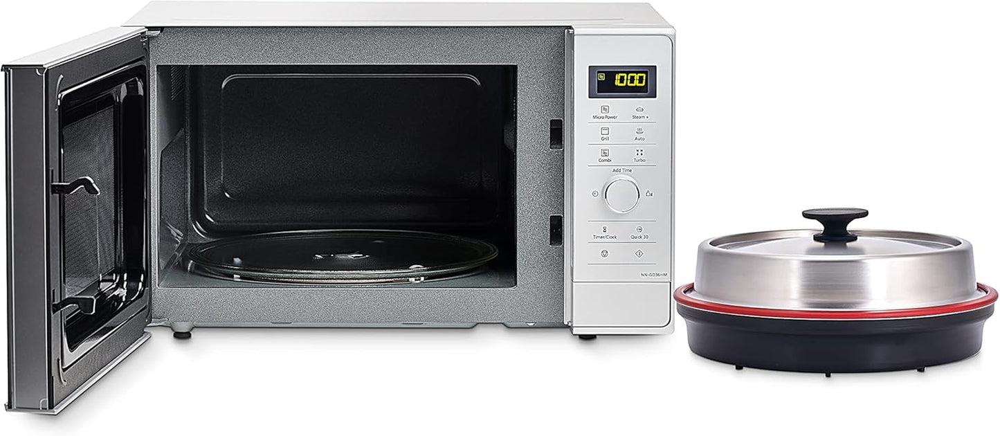NN-GD36HMSUG | Four Micro-Ondes Gril 2 En 1, 23 L, Technologie Inverter, Gril Quartz 1000 W, Micro-Ondes 1000 W, Moule Vapeur, 17 Programmes, Plateau Tournant 28,5 Cm, Argent – Version FR