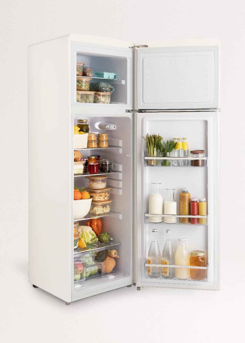 / FRIDGE STYLANCE Top/Réfrigérateur Combiné Blanc Cassé/Style Rétro Vintage, Avec Congélateur, Ouverture 135º, Pratique, Matériaux Résistants, 246L, 55X61,5X166,5Cm